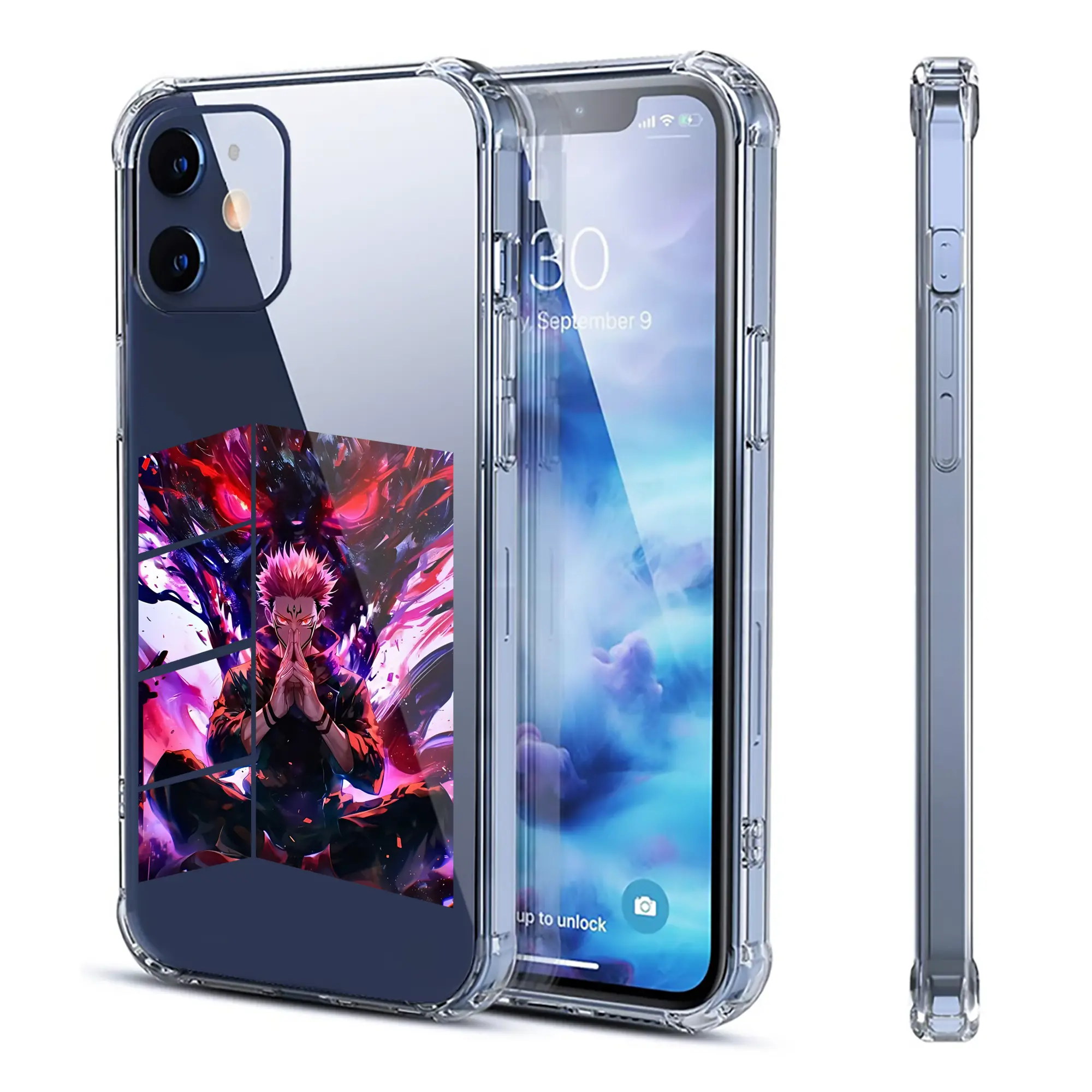 呪術廻戦 グッズ,両面宿儺 - IPhone 12シリーズ対応 ・ 透明スマホケース ・ クリアソフトケース ・ TPU素材 ・ 耐衝撃 ・ 高密着 ・ 防汚 防指紋 ・ 簡単着脱